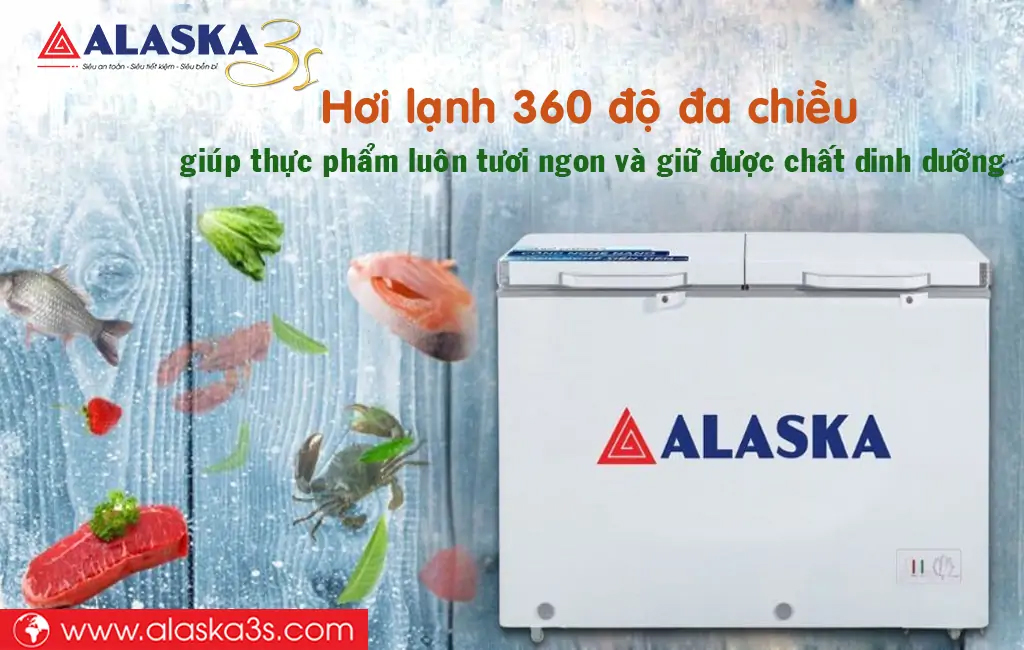 Tủ đông Alaska HB-550N công nghệ 360 độ giúp hơi lạnh toả đều khắp tủ