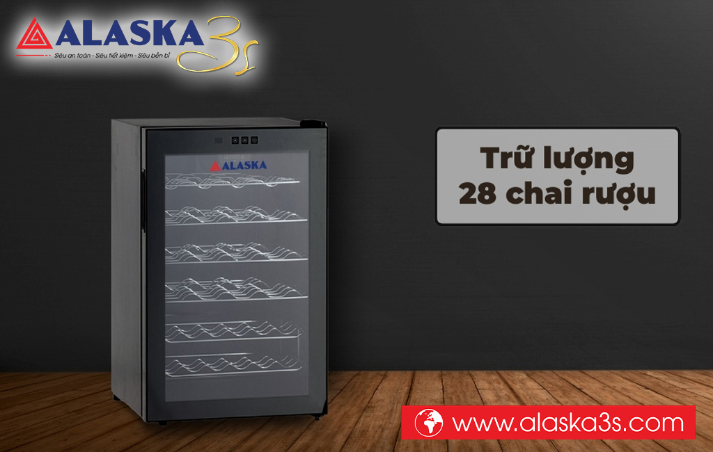 Tủ ướp rượu vang Alaska JC-28S sức chứa 28 chai
