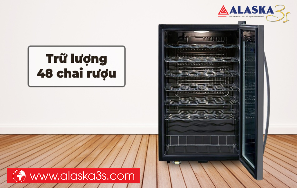Tủ ướp rượu vang Alaska JC-48 sức chứa 48 chai