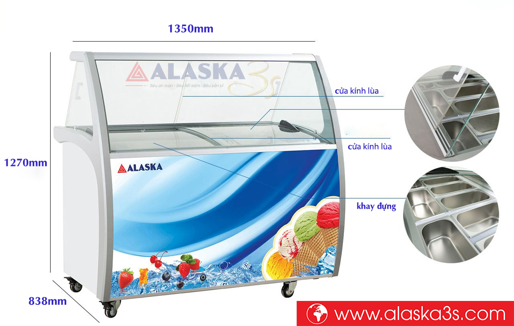 Kích thước tủ đông Alaska ISG-9