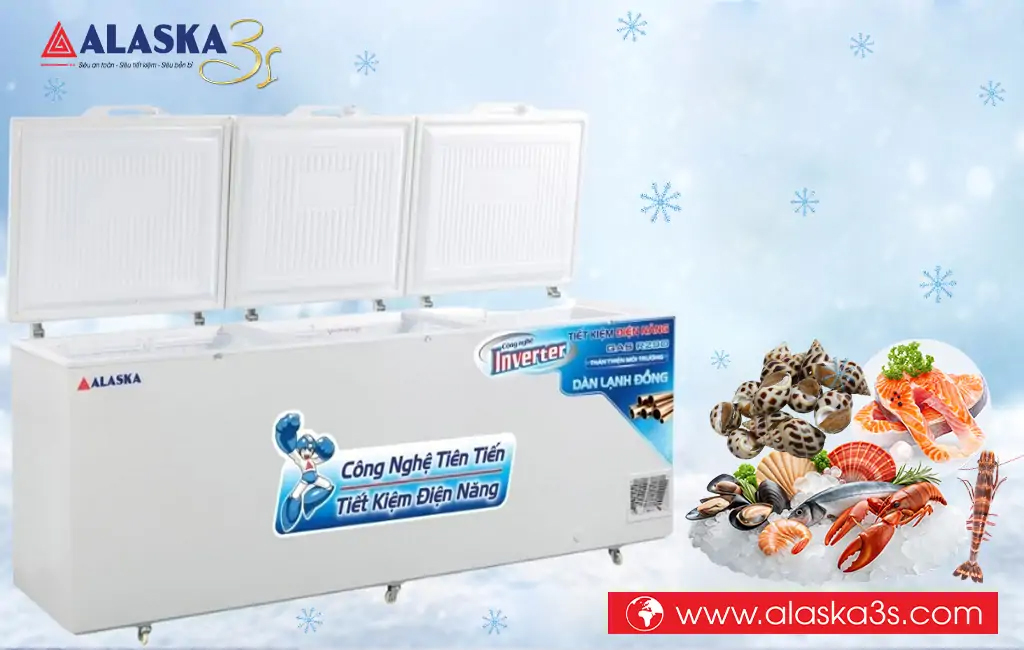 Tủ đông Alaska Inverter HB-1100CI thiết kế 1 ngăn 3 cánh mở tiện lợi