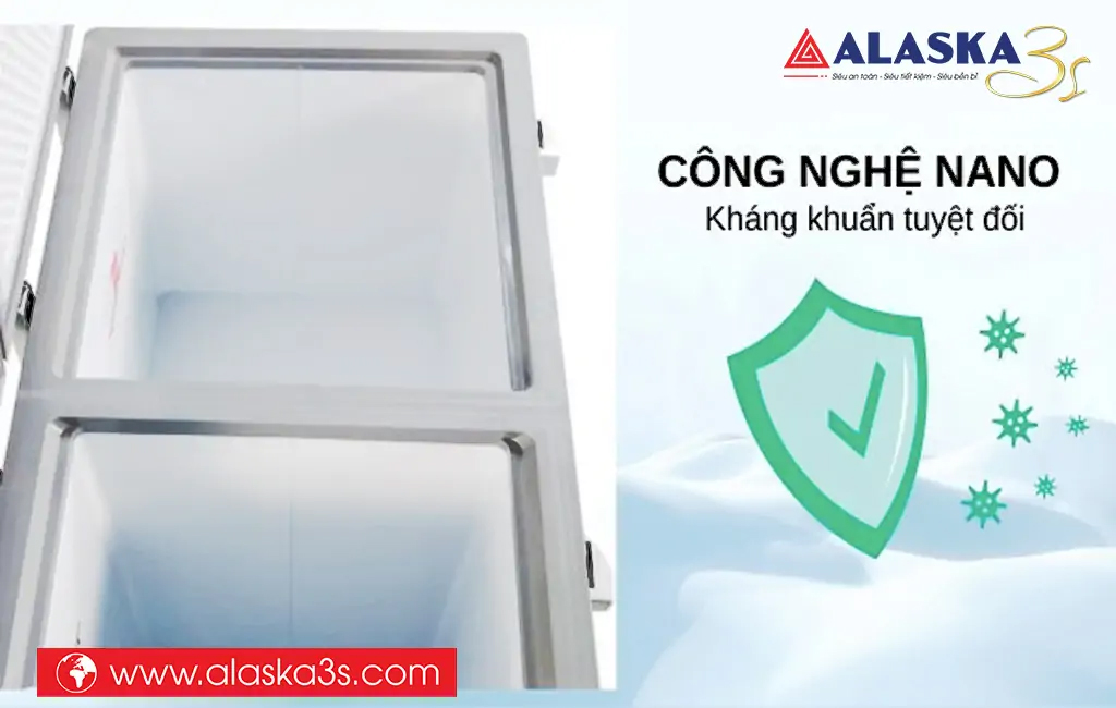 Lòng tủ đông Alaska BCD-3568CI phủ công nghệ Nano kháng khuẩn tuyệt đối
