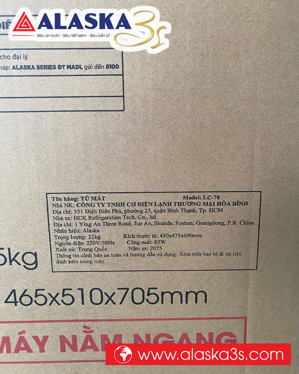 Thông số tủ mát Alaska LC-70