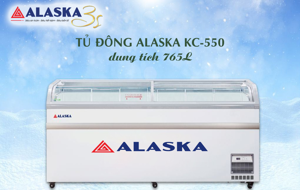 Tủ đông Alaska KC-550 măt kính cong 765 Lít