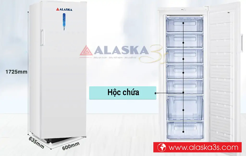 Kích thước tủ đông đứng Alaska IF-250