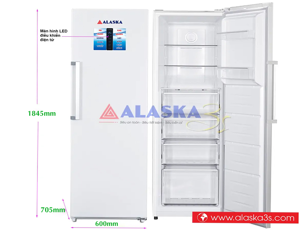 Kích thước tủ đông đứng Alaska IF-290N
