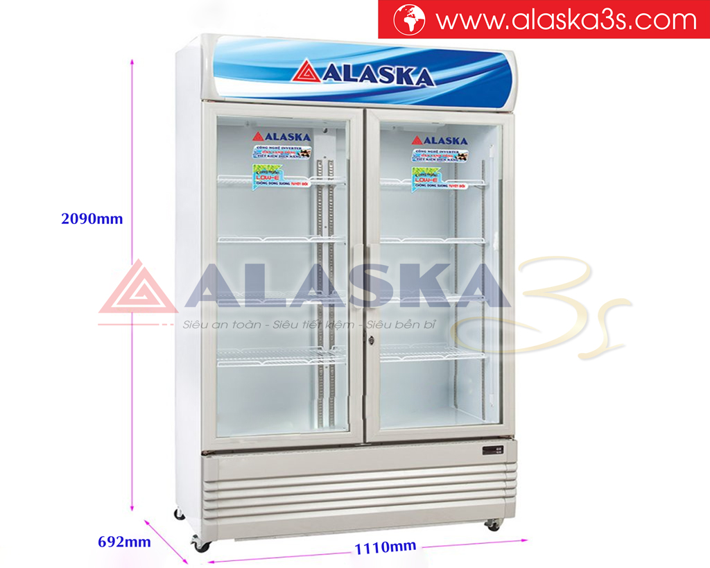 Kích thước tủ mát Alaska Inverter LCI-1000C