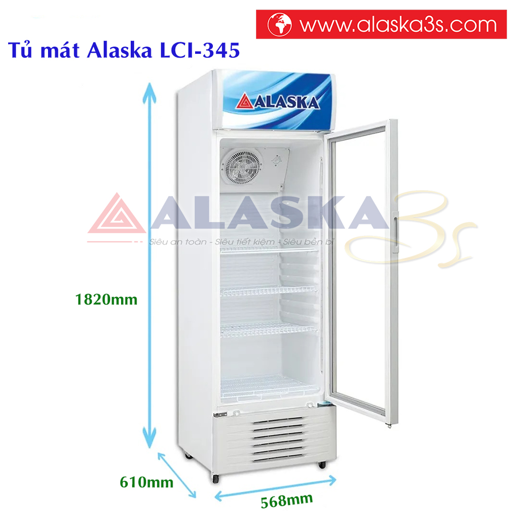 Kích thước tủ mát Alaska LCI-345