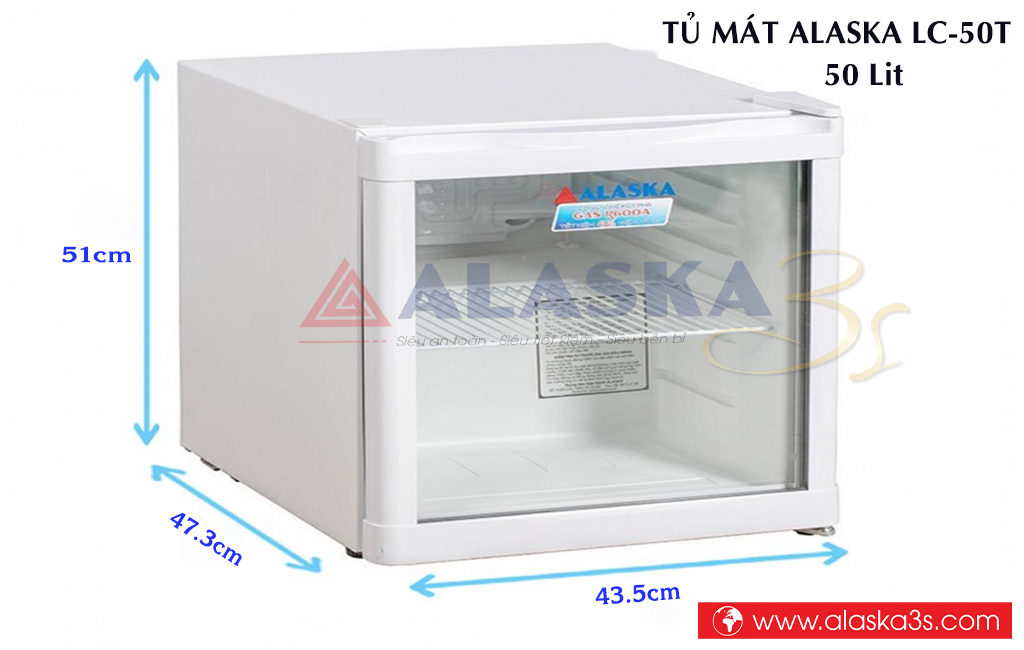 Kích thước tủ mát mini Alaska LC-50T