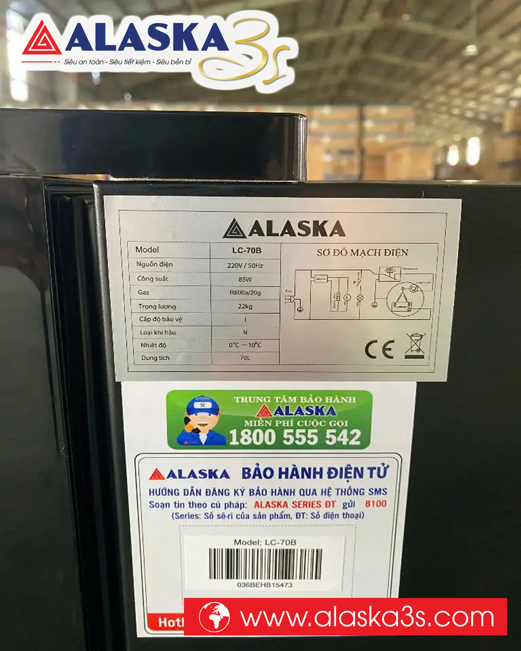 Thông số kỹ thuật tủ mát Alaska LC-70B