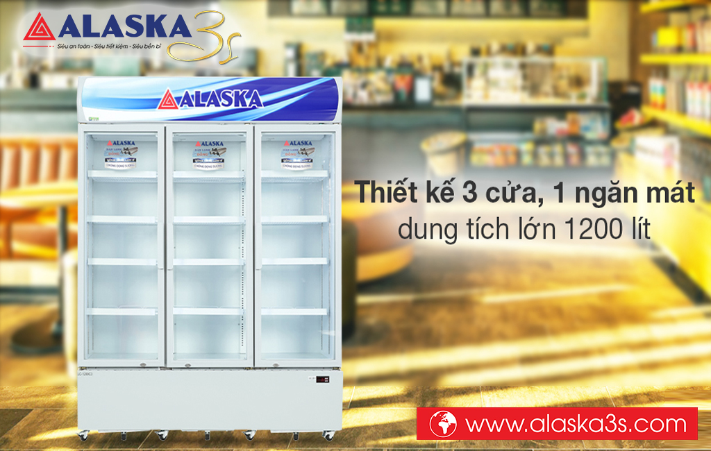 Tủ mát Alaska LCI-1200C3 inverter 3 cánh