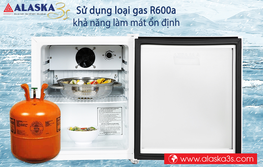 Tủ mát mini Alaska LC-50T sử dụng Gas R600a thân thiện với môi trường