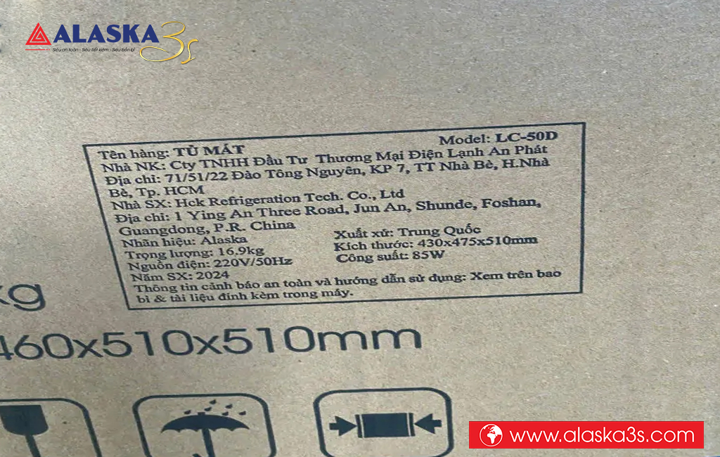 Thông tin sản xuất Tủ mát mini Alaska LC-50D
