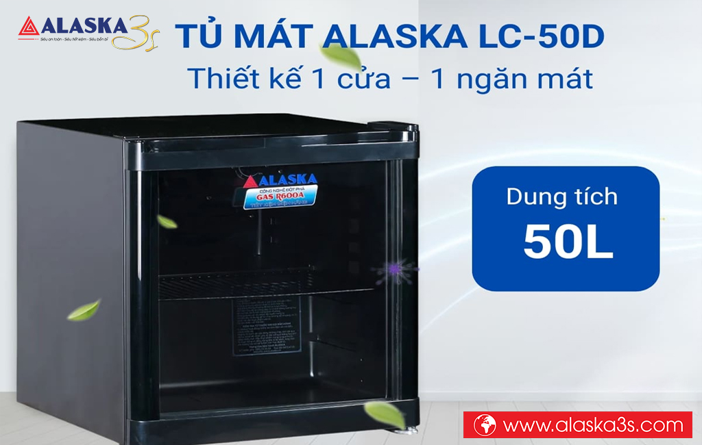 Tủ mát mini Alaska LC-50D tone màu đen sang trọng