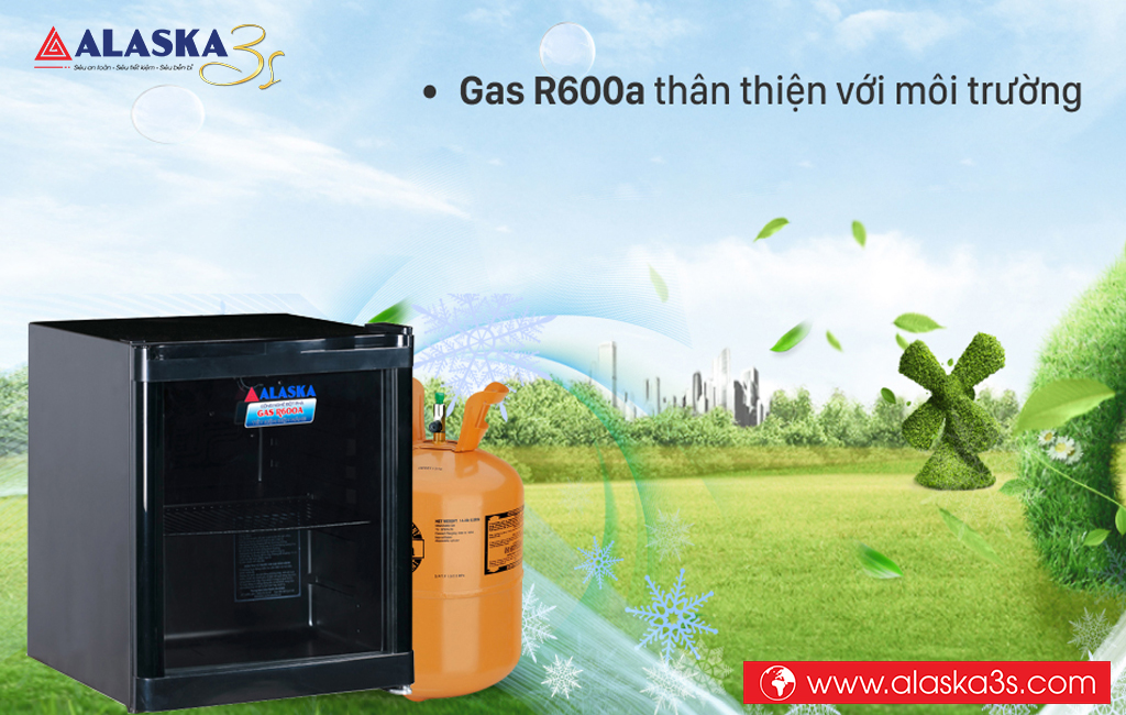 Tủ mát mini Alaska LC-50D sử dụng Gas R600a thân thiện môi trường