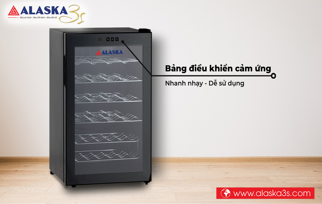 Bảng điều khiển cảm ứng dễ dàng điều chỉnh nhiệt độ phù hợp với các loại rượu