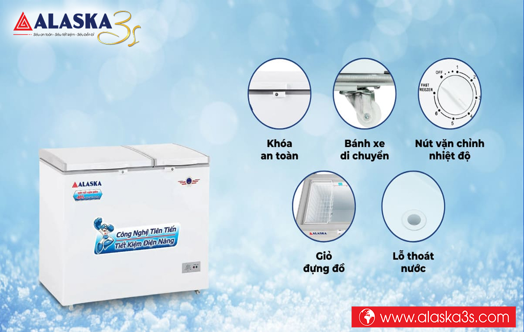 Tủ đông Alaska với nhiều tiện ích thông minh đi kèm