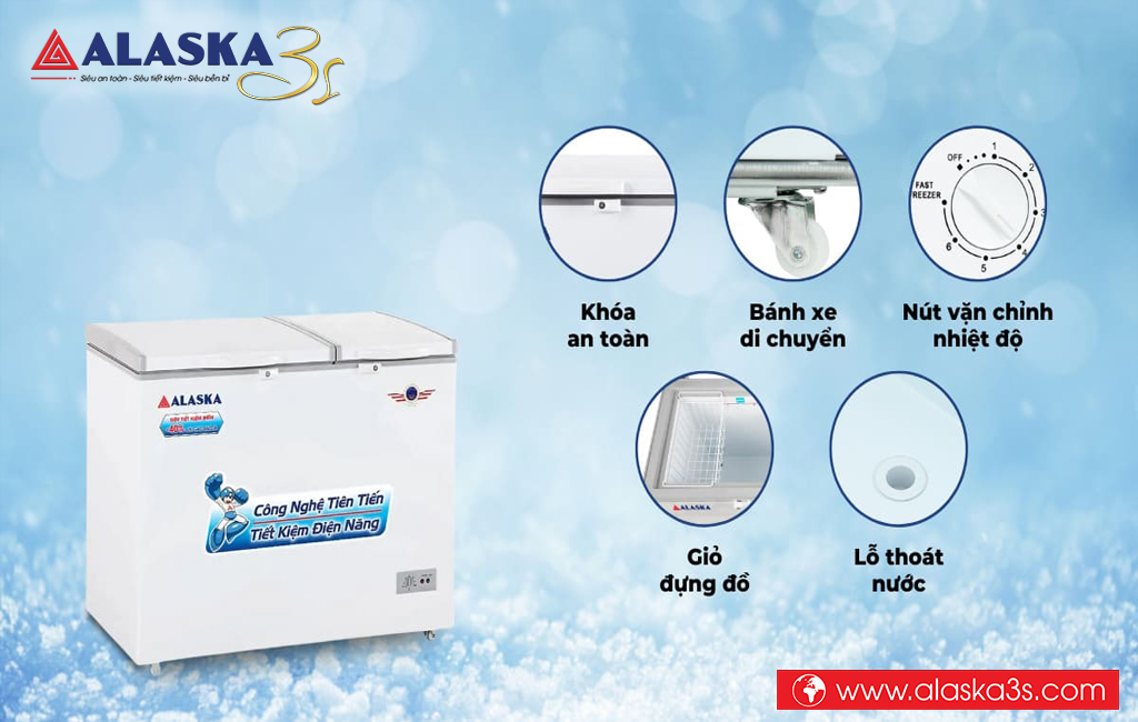 Tủ đông Alaska kèm các tiện ích thông minh