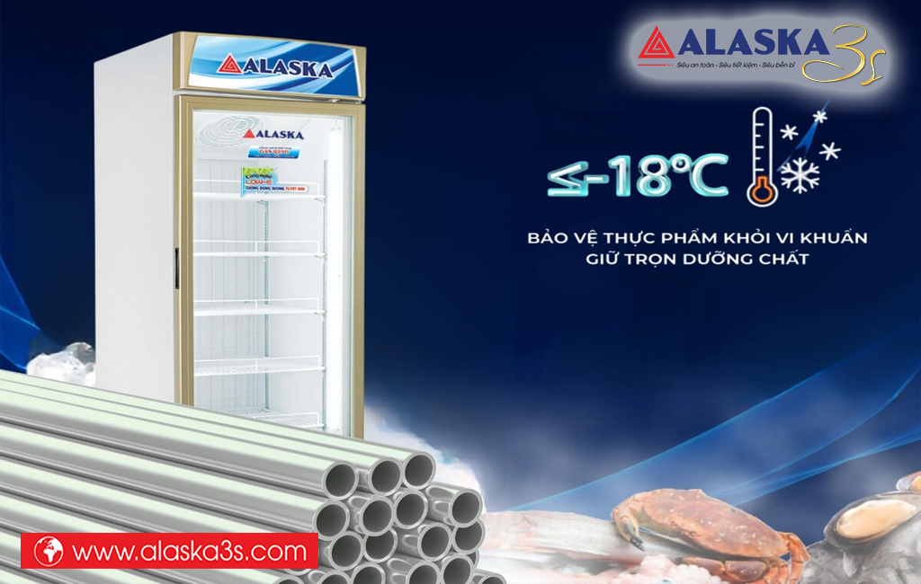 Tủ đông đứng Alaska IF-350G cánh kính, dàn đồng bền bỉ