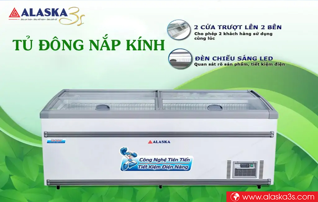 Tủ đông nắp kính phẳng Alaska KN-650 cửa trượt lên trên