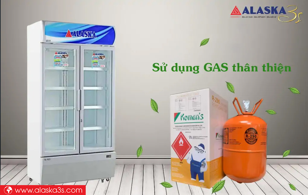 Tủ mát 2 cánh Alaska sử dụng Gas thân thiện với môi trường 