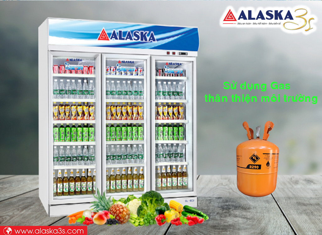 Tủ mát 3 cánh Alaska sử dụng Gas thân thiện môi trường
