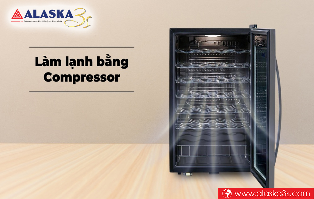 Tủ ướp rượu vang Alaska công nghệ làm lạnh nhanh Compressor