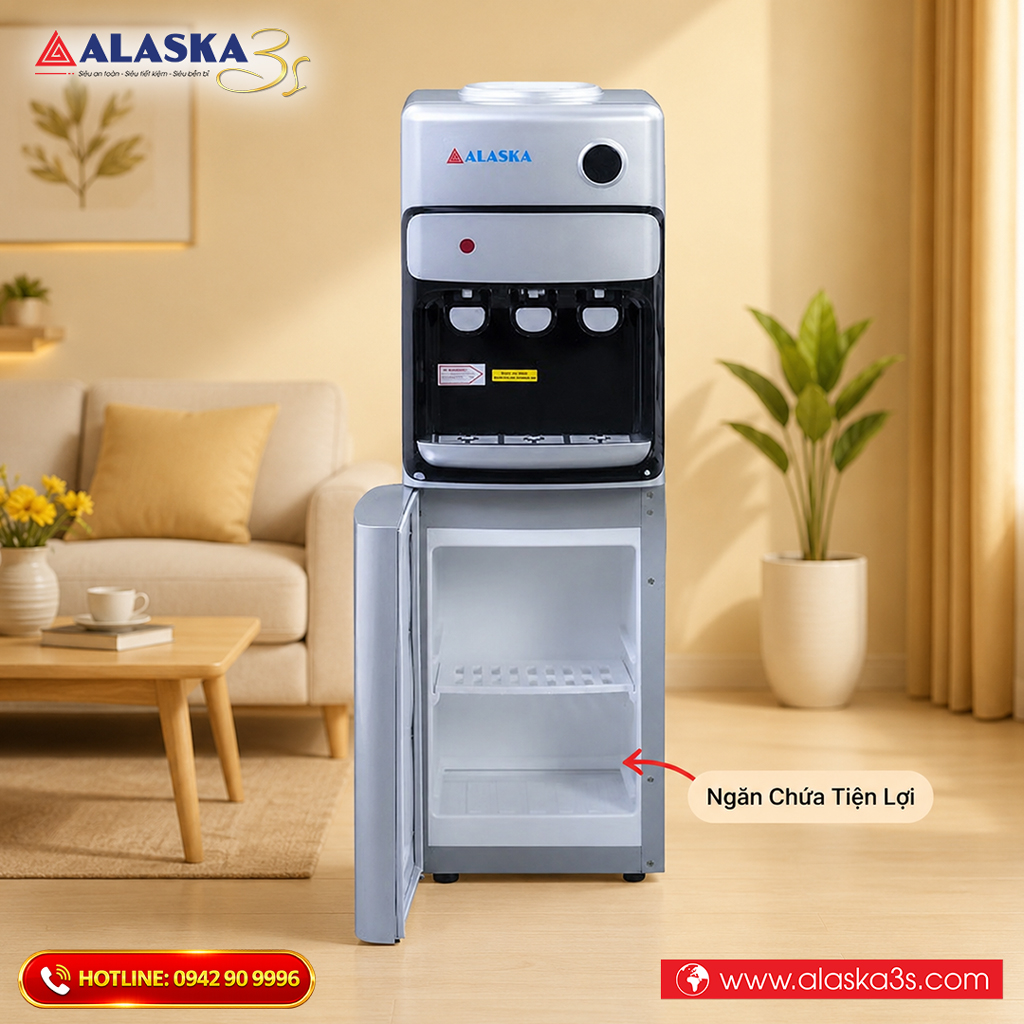 Cây nước nóng lạnh Alaska R-43 có ngăn chứa đồ tiện lợi