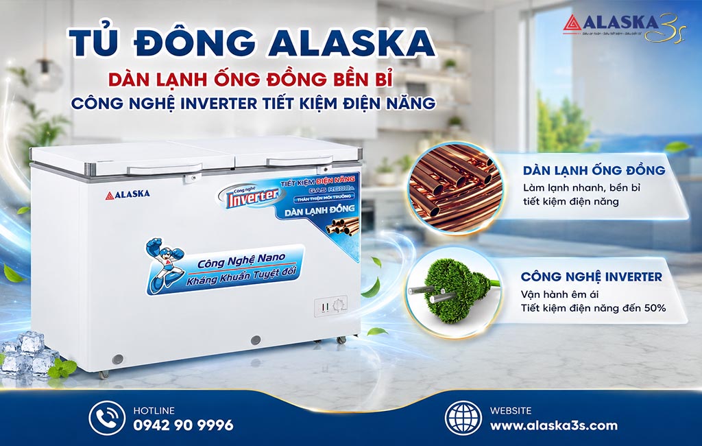 Tủ đông Alaska dàn đồng inverter