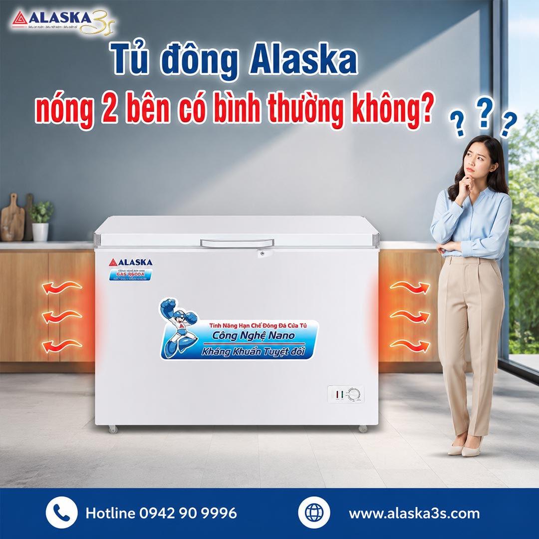Tủ đông Alaska nóng 2 bên có bình thường không?