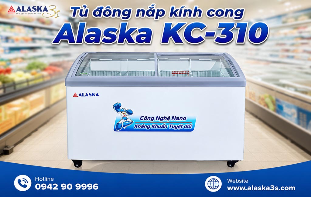 Tủ đông nắp kính cong Alaska KC-310