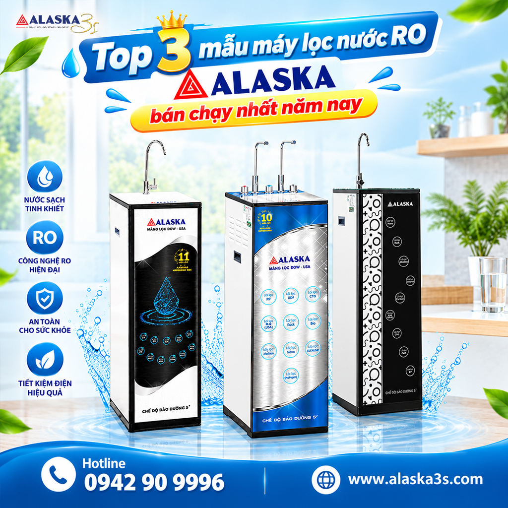 Top 3 mẫu máy lọc nước RO Alaska bán chạy nhất năm nay
